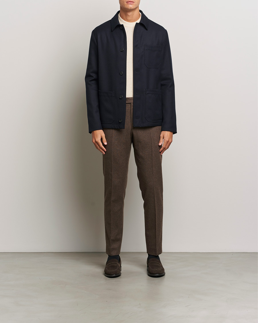 Herr | Jackor | Incotex | Wool Cover Shirt Jacket Navy