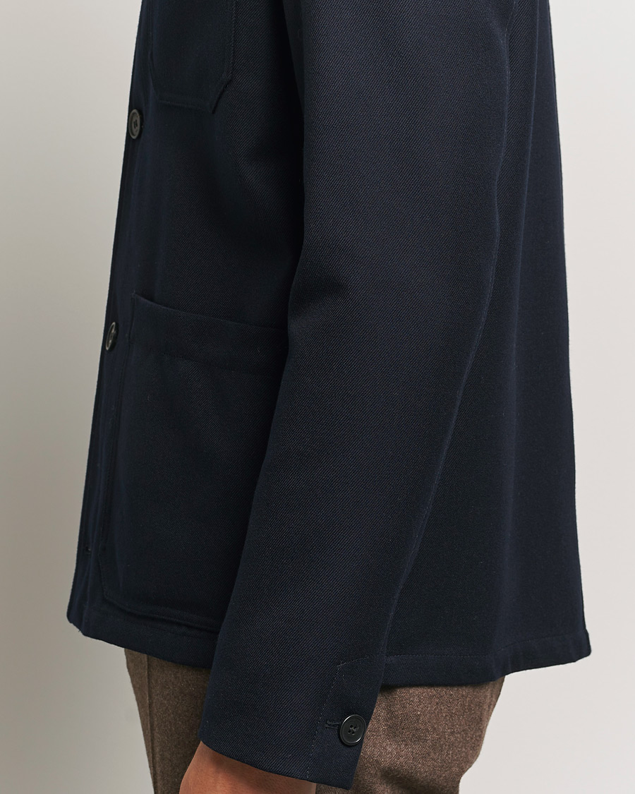Herr | Jackor | Incotex | Wool Cover Shirt Jacket Navy