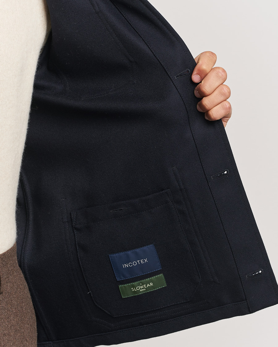 Herr | Jackor | Incotex | Wool Cover Shirt Jacket Navy