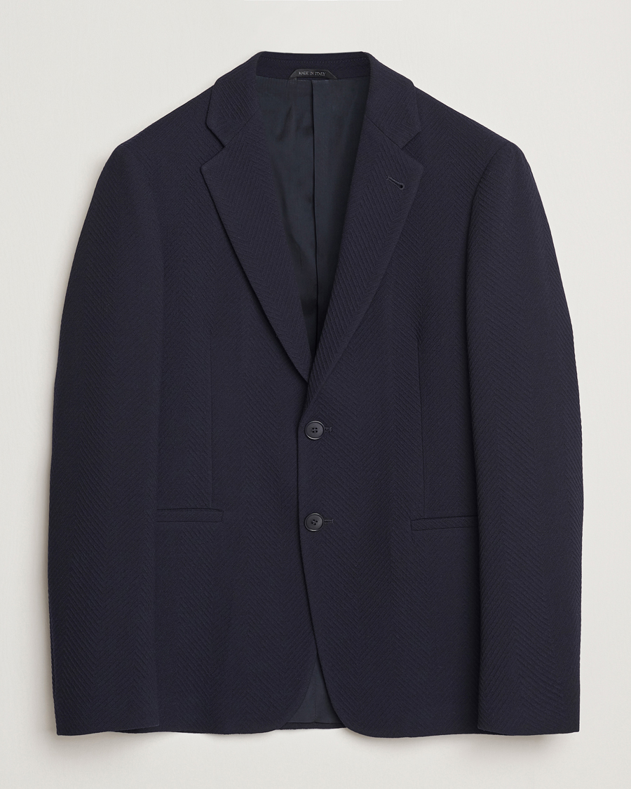 Herr | Kavajer | Giorgio Armani | Chevron Wool Stretch Blazer Navy