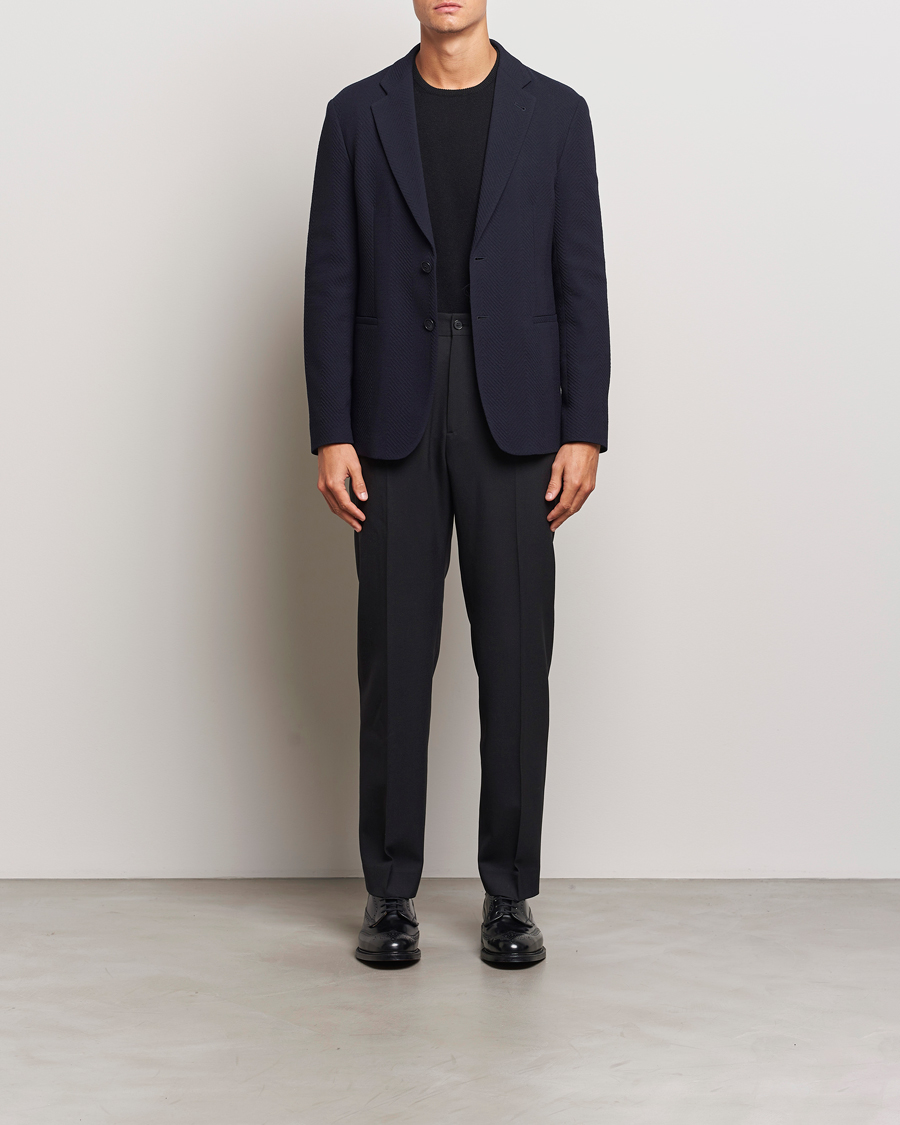 Herr | Kavajer | Giorgio Armani | Chevron Wool Stretch Blazer Navy