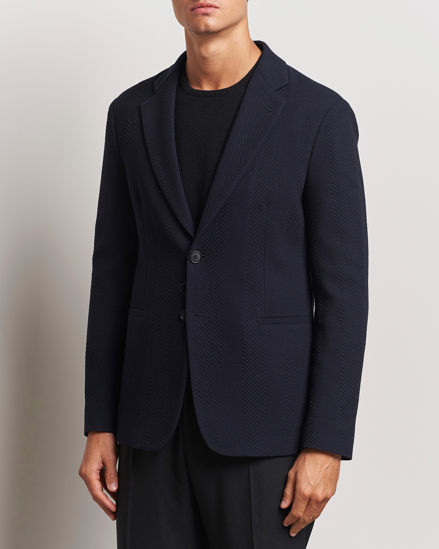 Herr | Kavajer | Giorgio Armani | Chevron Wool Stretch Blazer Navy