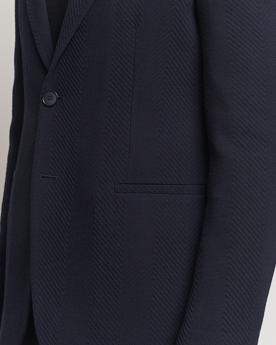 Herr | Kavajer | Giorgio Armani | Chevron Wool Stretch Blazer Navy