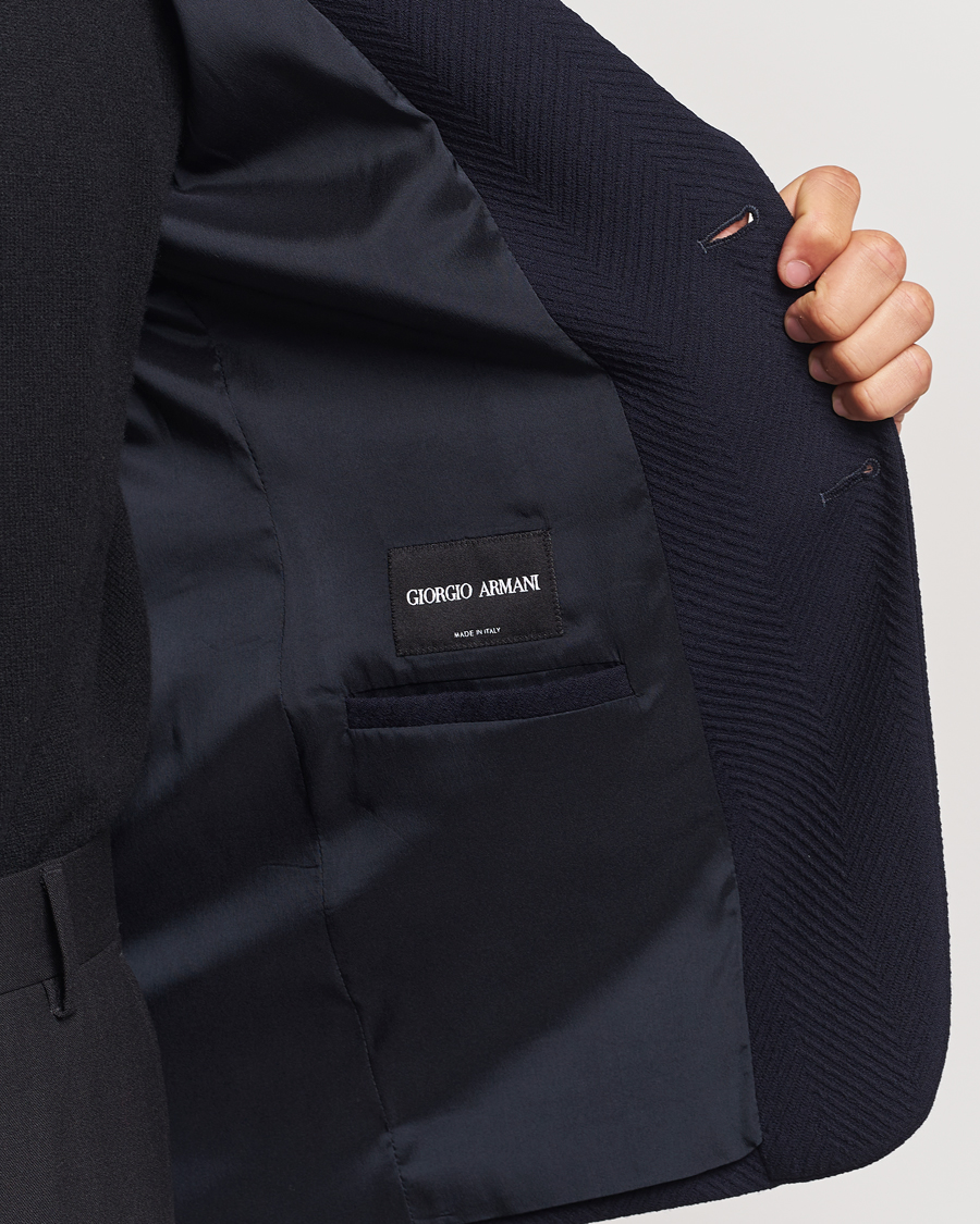 Herr | Kavajer | Giorgio Armani | Chevron Wool Stretch Blazer Navy