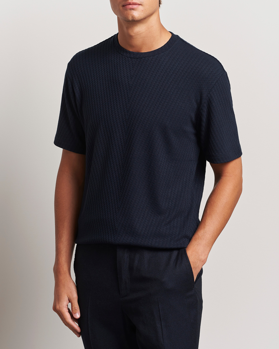 Herr | T-Shirts | Giorgio Armani | Viscose/Cashmere T-Shirt Midnight