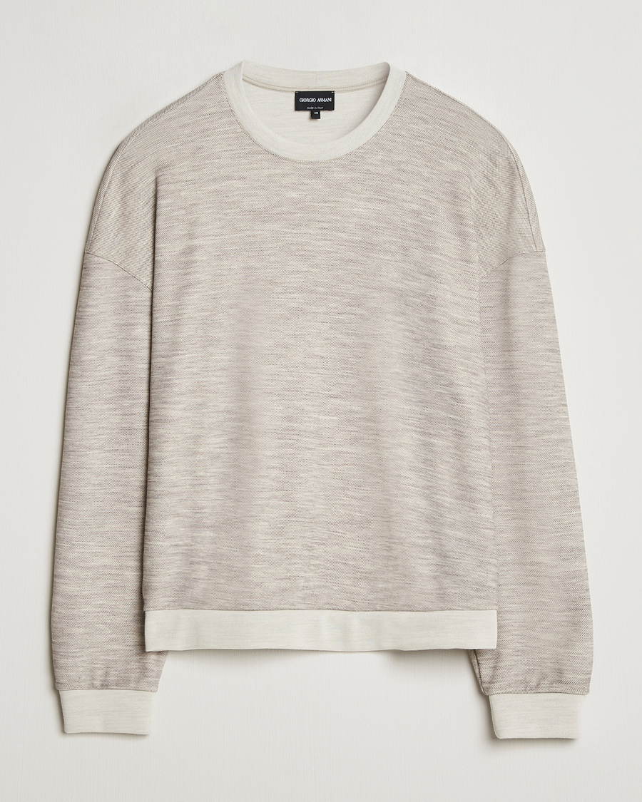 Herr | Tröjor | Giorgio Armani | Light Wool Crew Neck Light Beige