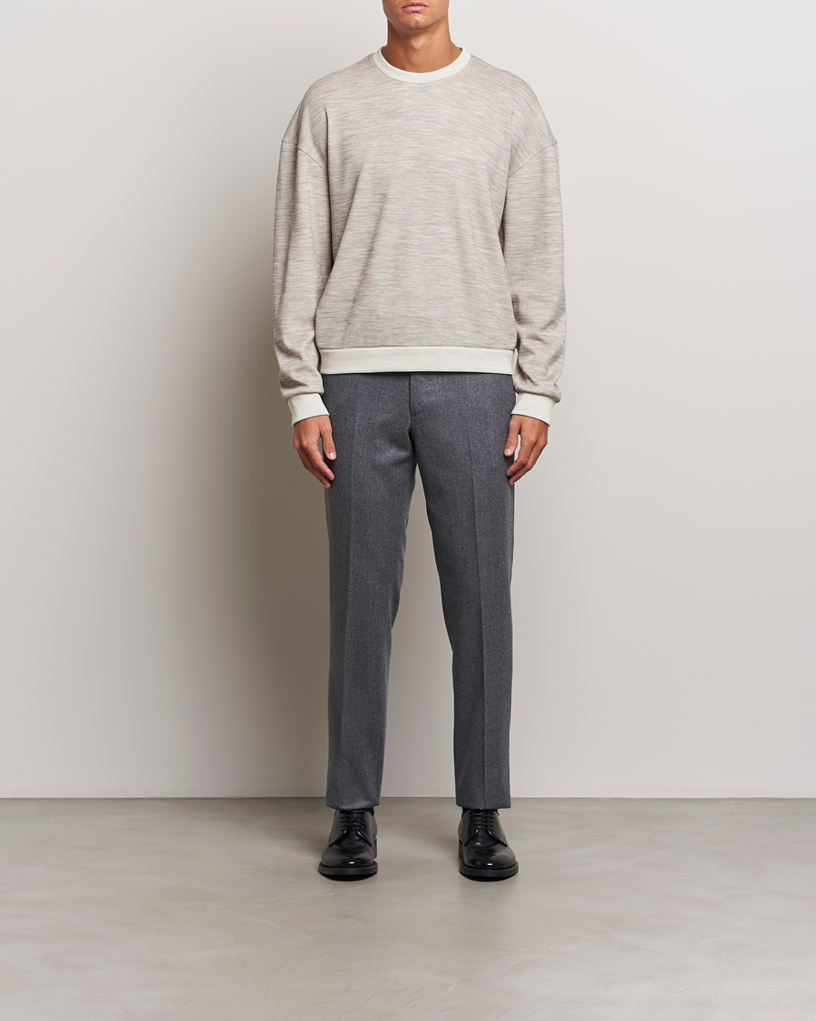 Herr | Tröjor | Giorgio Armani | Light Wool Crew Neck Light Beige