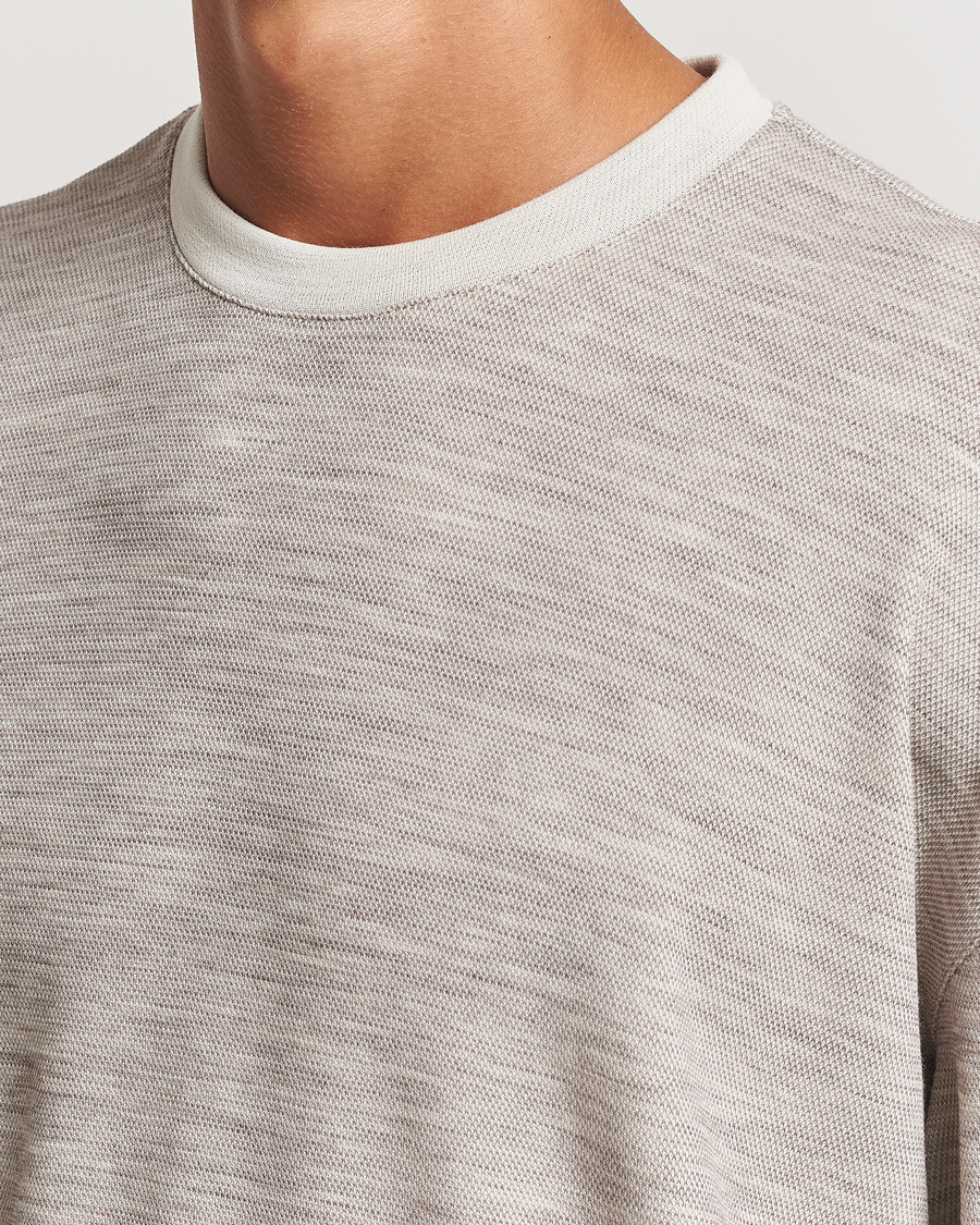 Herr | Tröjor | Giorgio Armani | Light Wool Crew Neck Light Beige