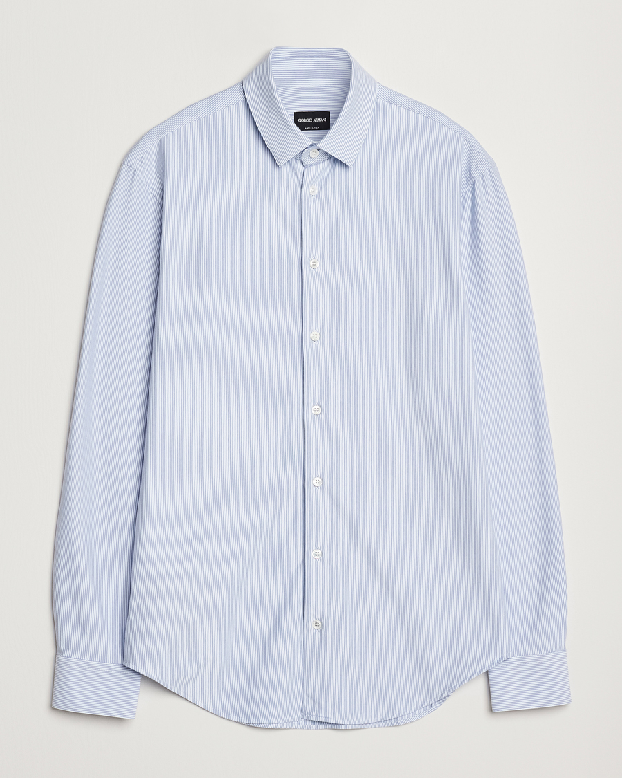 Herr | Skjortor | Giorgio Armani | Jersey Stretch Shirt Light Blue Stripe