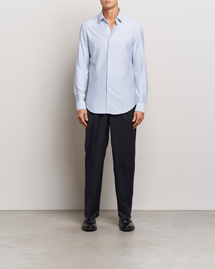 Herr | Skjortor | Giorgio Armani | Jersey Stretch Shirt Light Blue Stripe