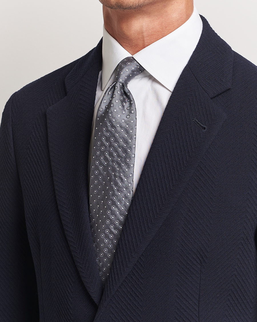 Herr | Giorgio Armani Jacquard Dot Silk Tie Steel Grey | Giorgio Armani | Jacquard Dot Silk Tie Steel Grey
