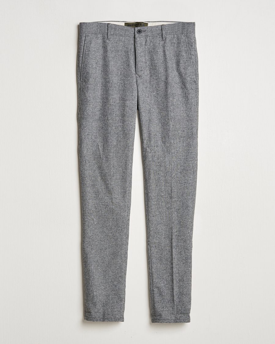Herr | Byxor | Incotex | Slim Fit Washed Wool Stretch Slacks Light Grey