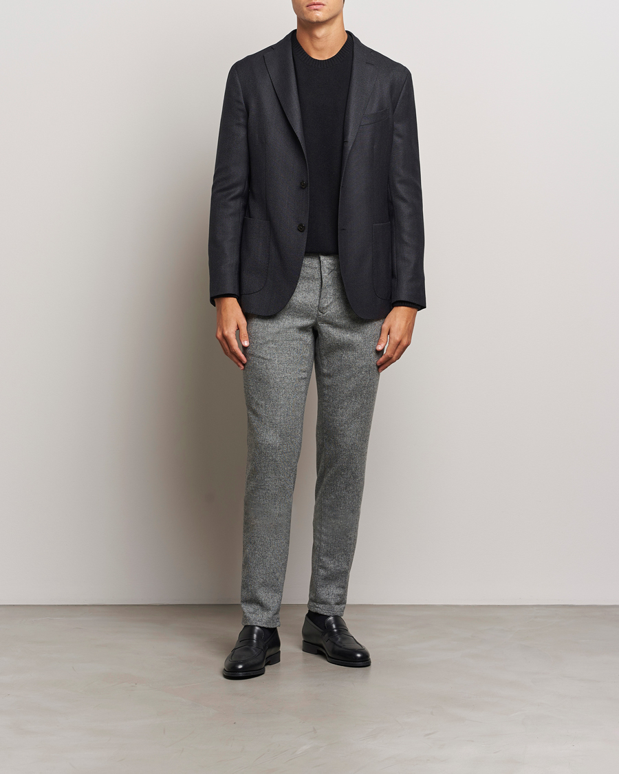Herr | Byxor | Incotex | Slim Fit Washed Wool Stretch Slacks Light Grey