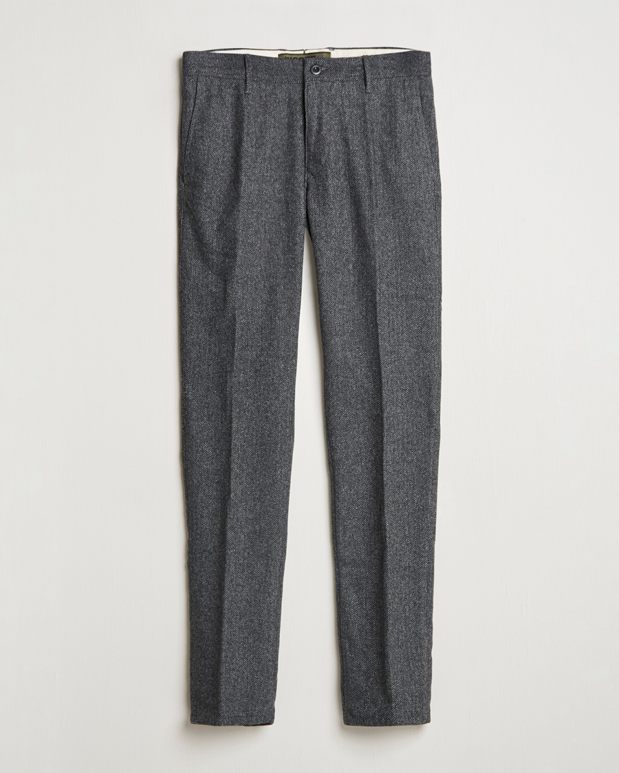 Herr | Byxor | Incotex | Slim Fit Washed Wool Stretch Slacks Dark Grey