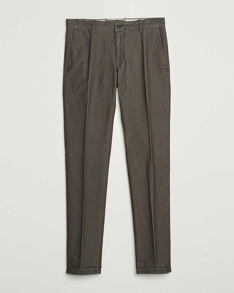 Herr | Byxor | Incotex | Slim Fit Houndstooth Stretch Slacks Dark Brown