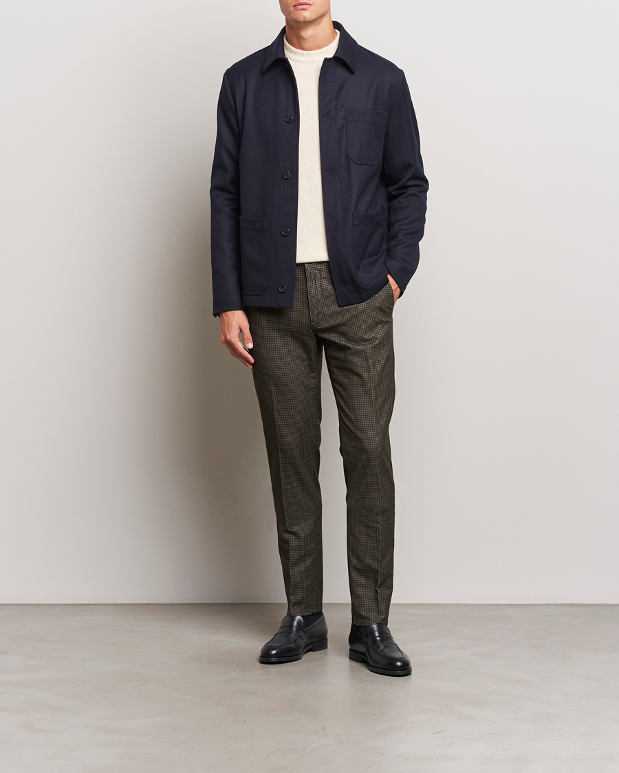 Herr | Byxor | Incotex | Slim Fit Houndstooth Stretch Slacks Dark Brown