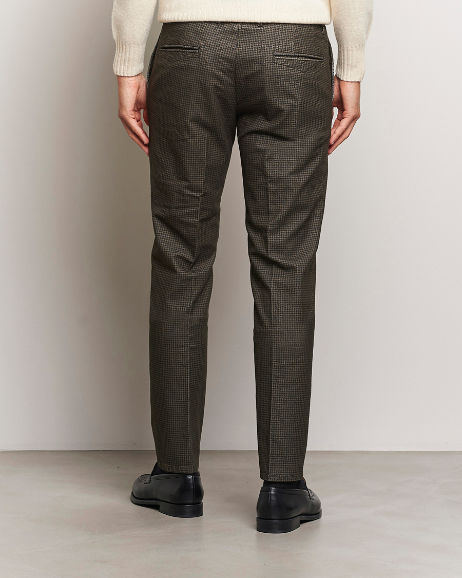 Herr | Byxor | Incotex | Slim Fit Houndstooth Stretch Slacks Dark Brown