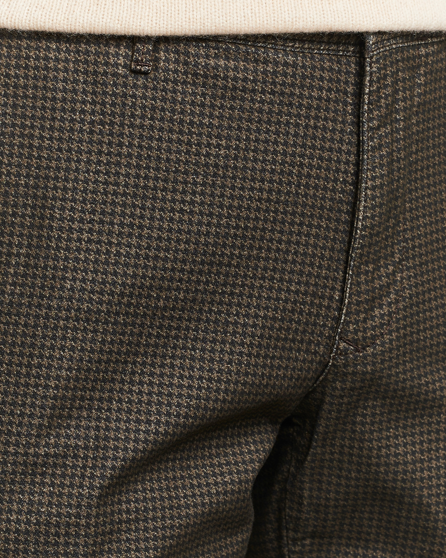 Herr | Byxor | Incotex | Slim Fit Houndstooth Stretch Slacks Dark Brown