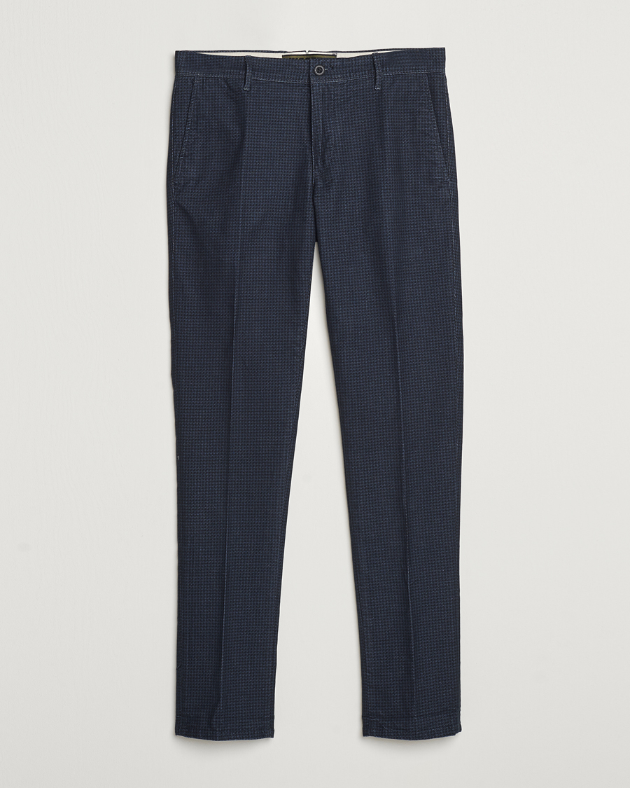 Herr | Byxor | Incotex | Slim Fit Houndstooth Stretch Slacks Navy