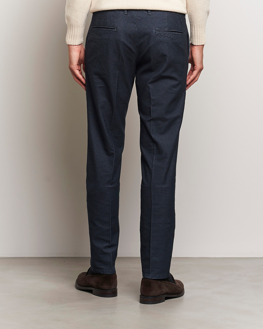 Herr | Byxor | Incotex | Slim Fit Houndstooth Stretch Slacks Navy