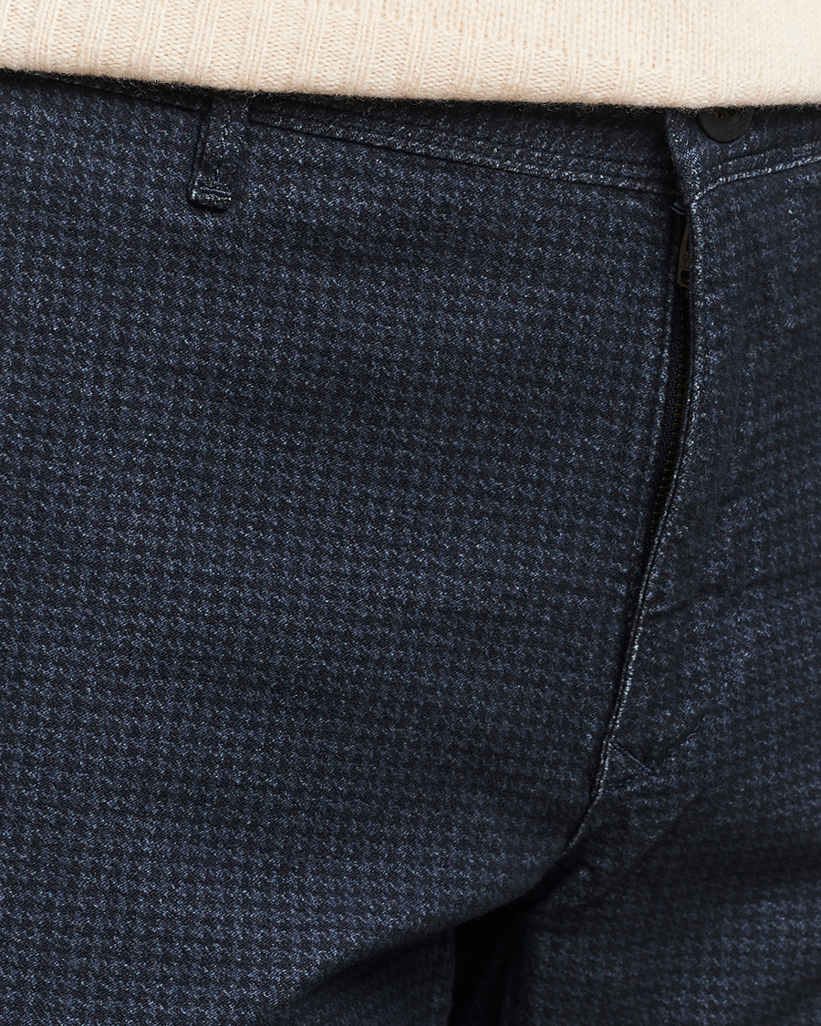 Herr | Byxor | Incotex | Slim Fit Houndstooth Stretch Slacks Navy