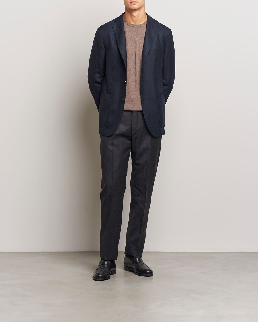 Herr | Byxor | Incotex | Regular Fit Flannel Trousers Charcoal