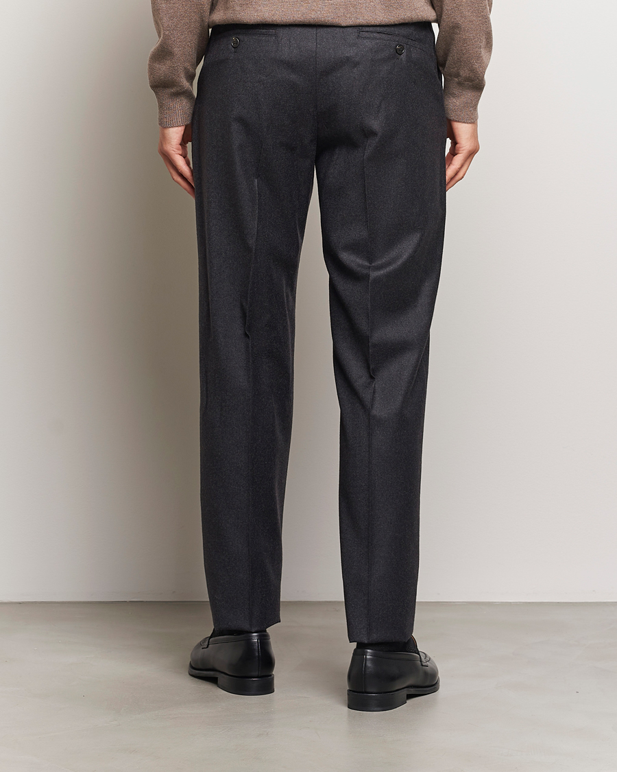 Herr | Byxor | Incotex | Regular Fit Flannel Trousers Charcoal