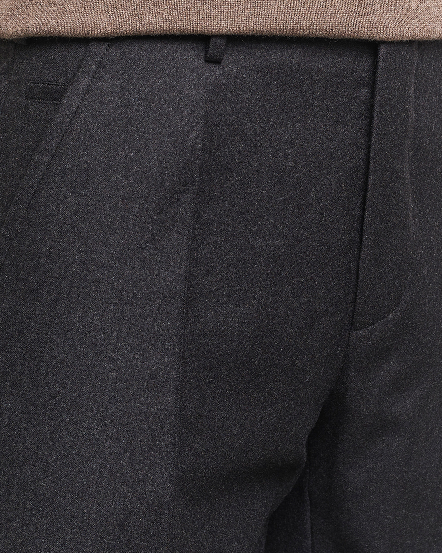 Herr | Byxor | Incotex | Regular Fit Flannel Trousers Charcoal