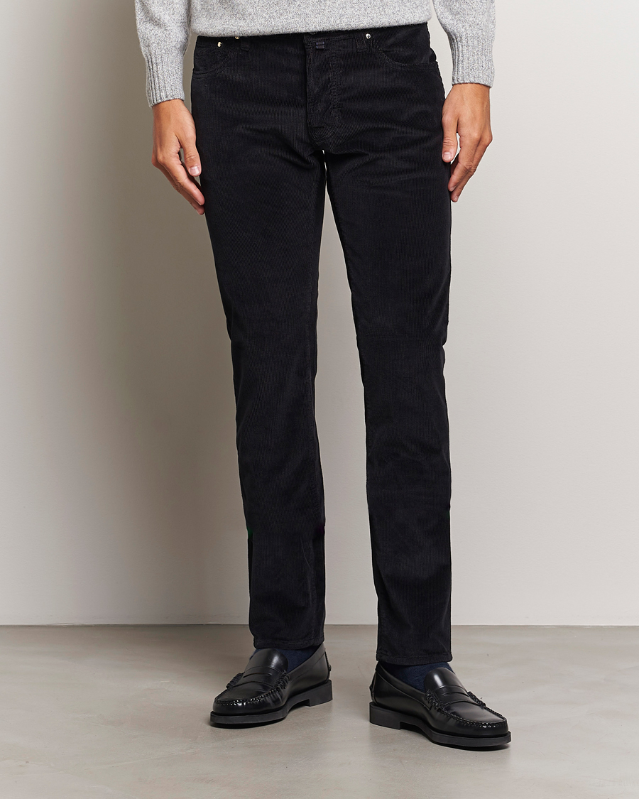 Herr | Byxor | Jacob Cohën | Bard 5-Pocket Medium Corduroy Trousers Black