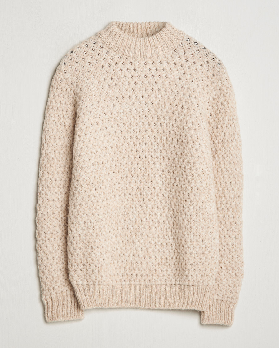Herr | Tröjor | Jacob Cohën | Loose Knit Alpaca/Wool Sweater Melange White