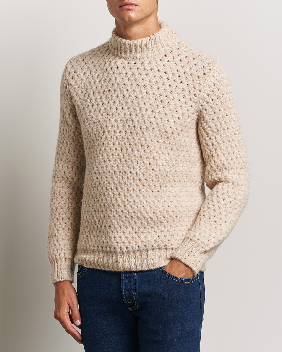 Herr | Tröjor | Jacob Cohën | Loose Knit Alpaca/Wool Sweater Melange White