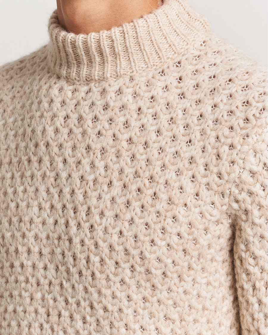 Herr | Tröjor | Jacob Cohën | Loose Knit Alpaca/Wool Sweater Melange White