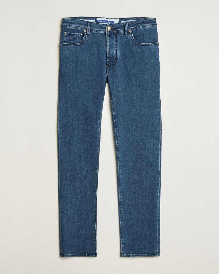 Herr | Jeans | Jacob Cohën | Bard Slim Fit Denim Cachemire Jeans Mid Blue