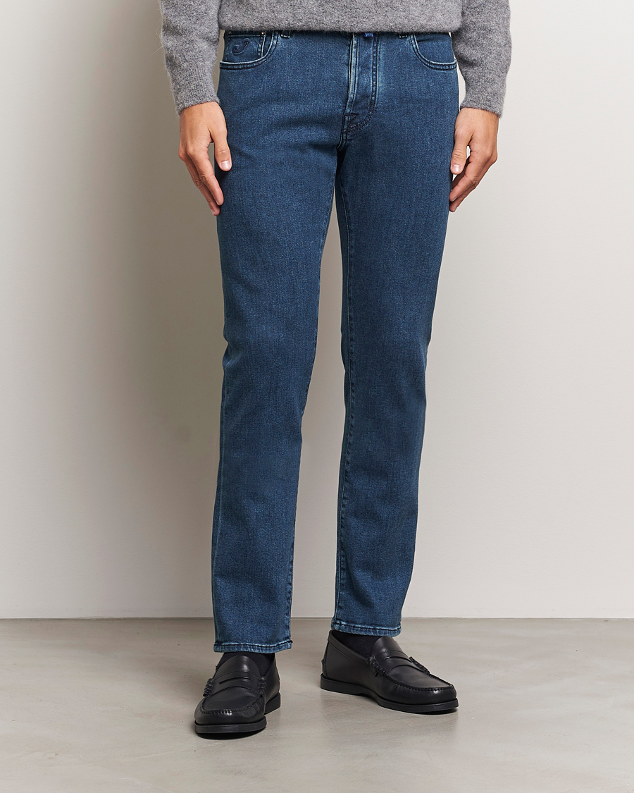 Herr | Jeans | Jacob Cohën | Bard Slim Fit Denim Cachemire Jeans Mid Blue