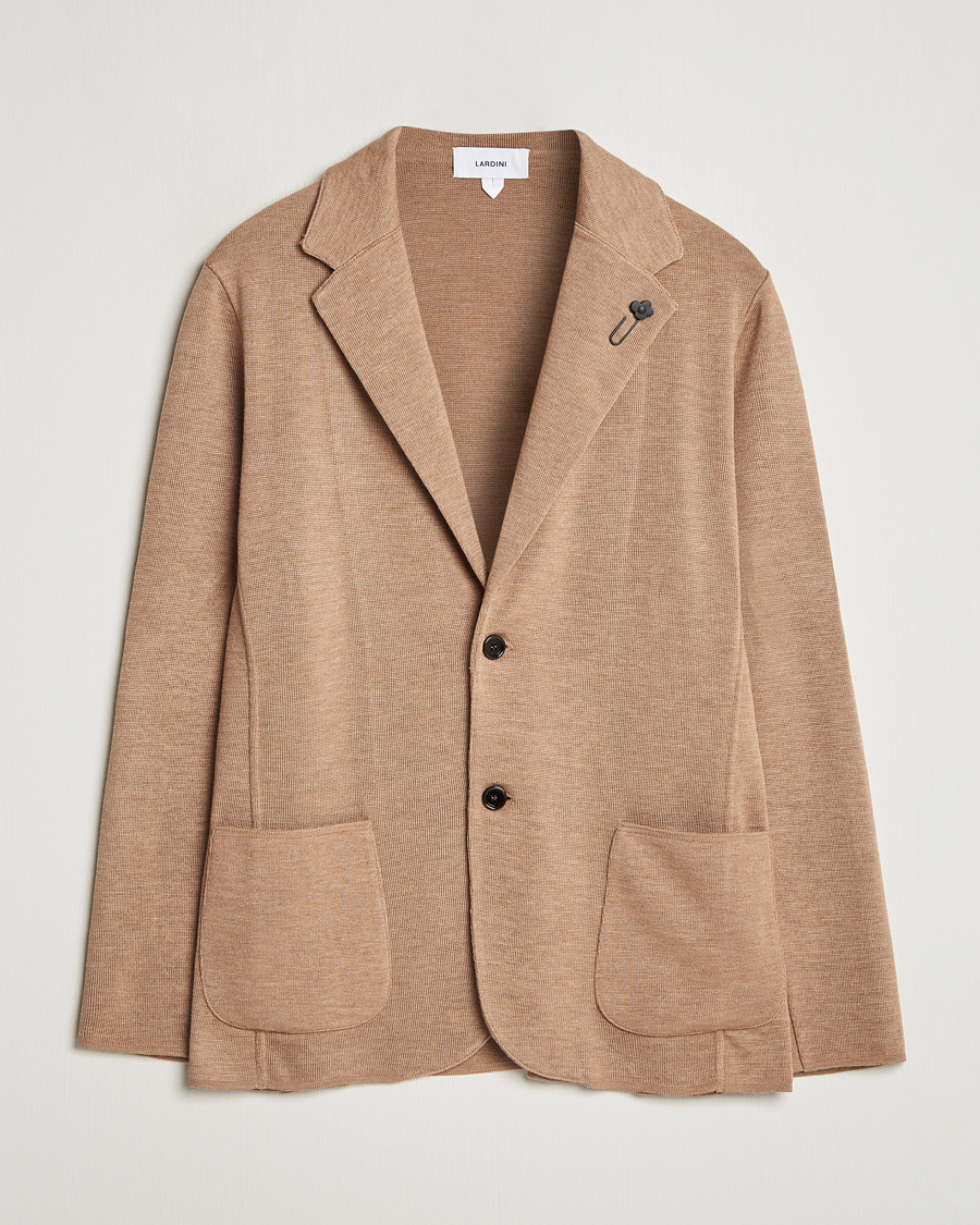 Herr | Kavajer | Lardini | Knitted Wool Blazer Beige