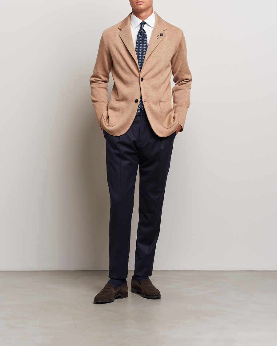 Herr | Kavajer | Lardini | Knitted Wool Blazer Beige