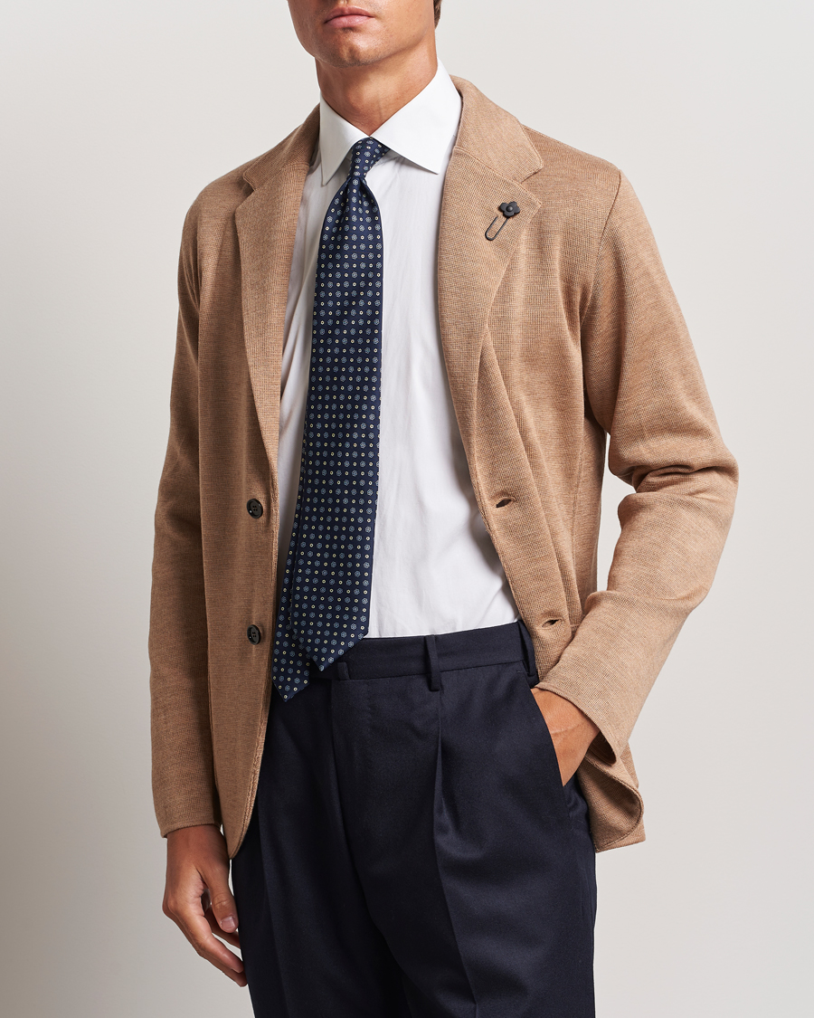 Herr | Kavajer | Lardini | Knitted Wool Blazer Beige