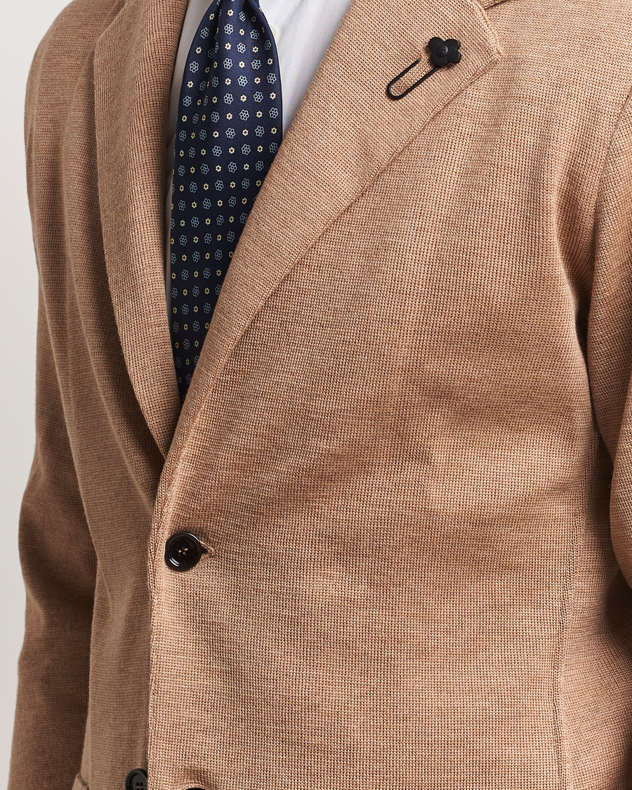 Herr | Kavajer | Lardini | Knitted Wool Blazer Beige