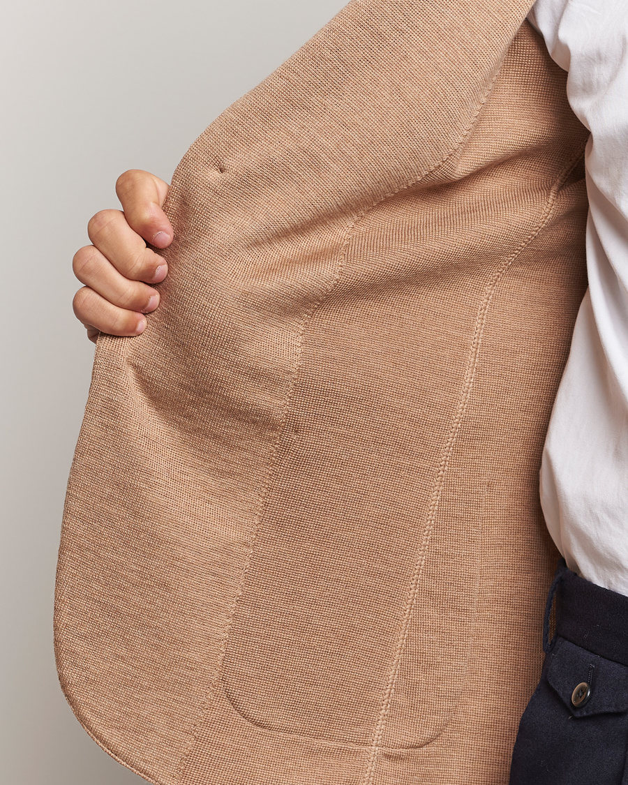 Herr | Kavajer | Lardini | Knitted Wool Blazer Beige