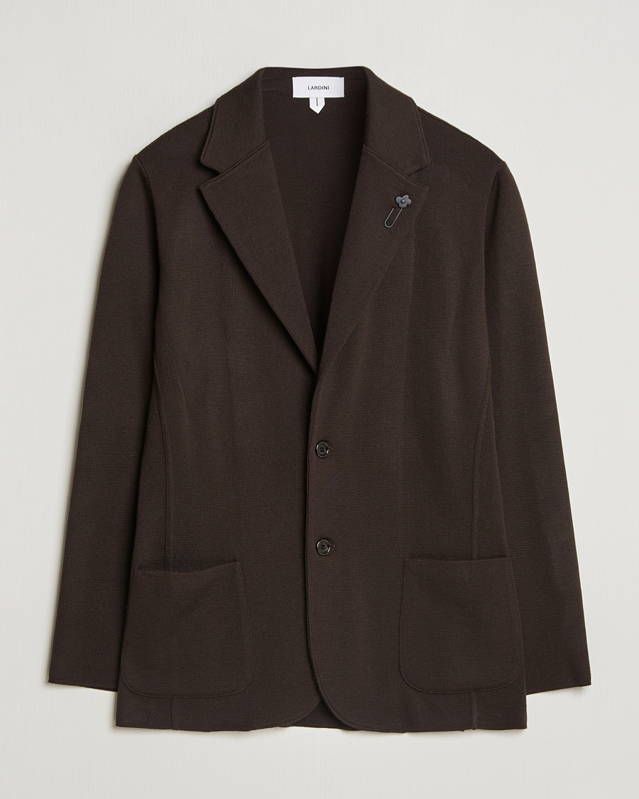Herr | Kavajer | Lardini | Knitted Wool Blazer Brown