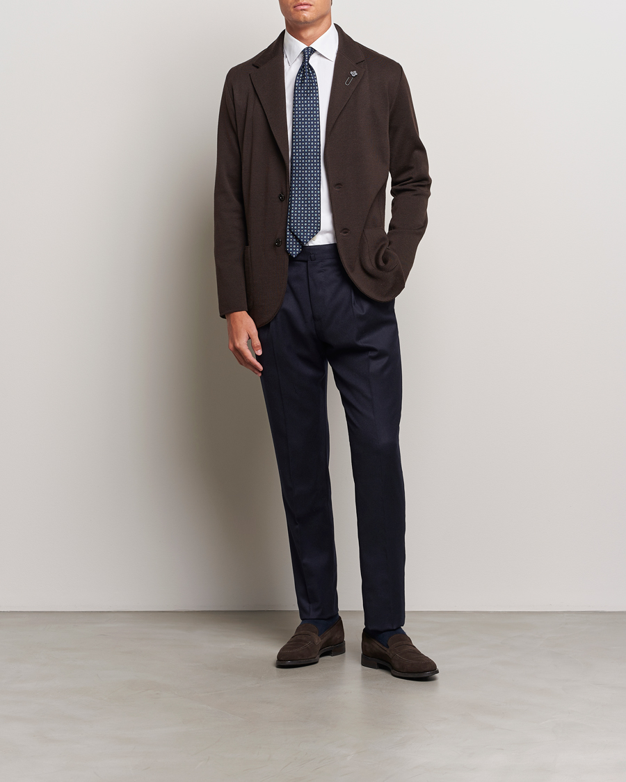 Herr | Kavajer | Lardini | Knitted Wool Blazer Brown