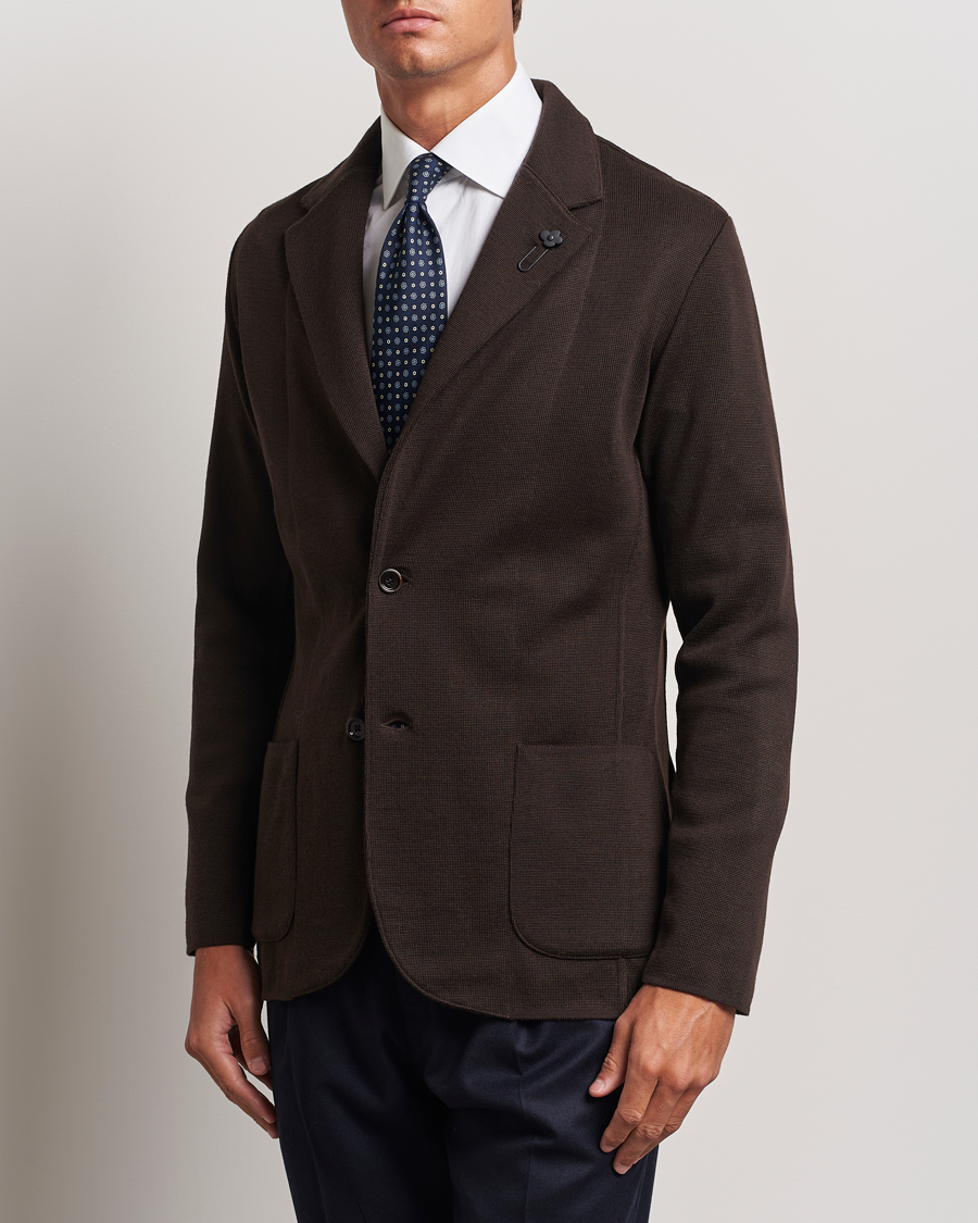 Herr | Kavajer | Lardini | Knitted Wool Blazer Brown