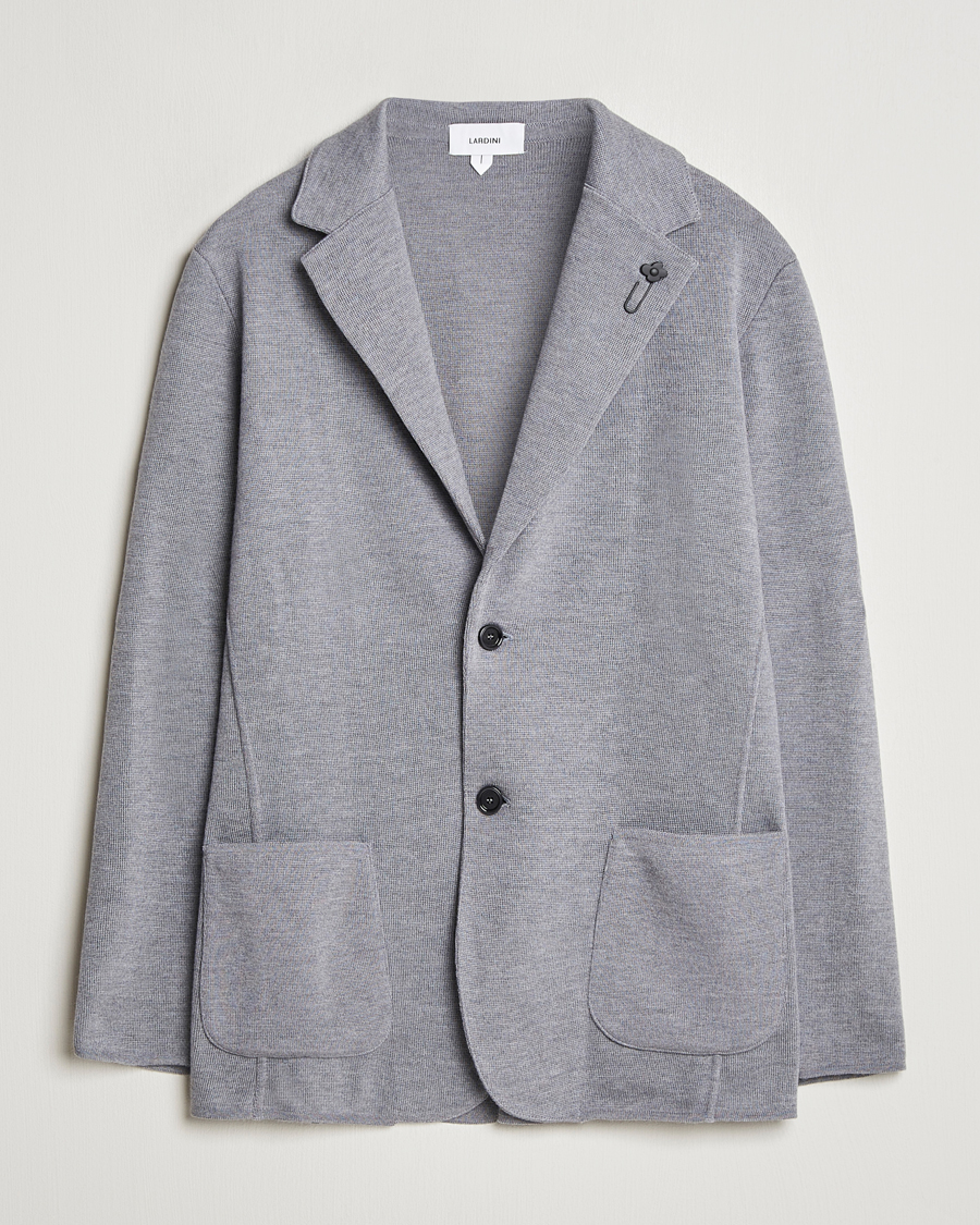 Herr | Kavajer | Lardini | Knitted Wool Blazer Grey