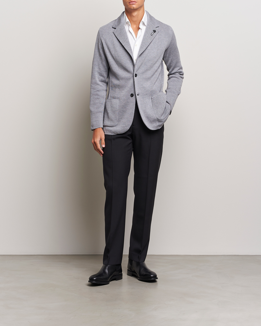 Herr | Kavajer | Lardini | Knitted Wool Blazer Grey