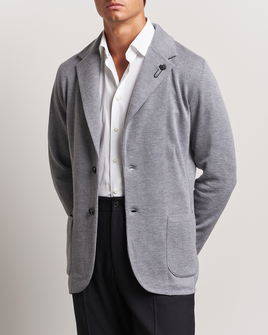 Herr | Kavajer | Lardini | Knitted Wool Blazer Grey