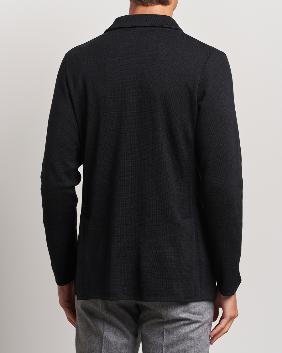 Herr | Kavajer | Lardini | Knitted Double Breasted Wool Blazer Black