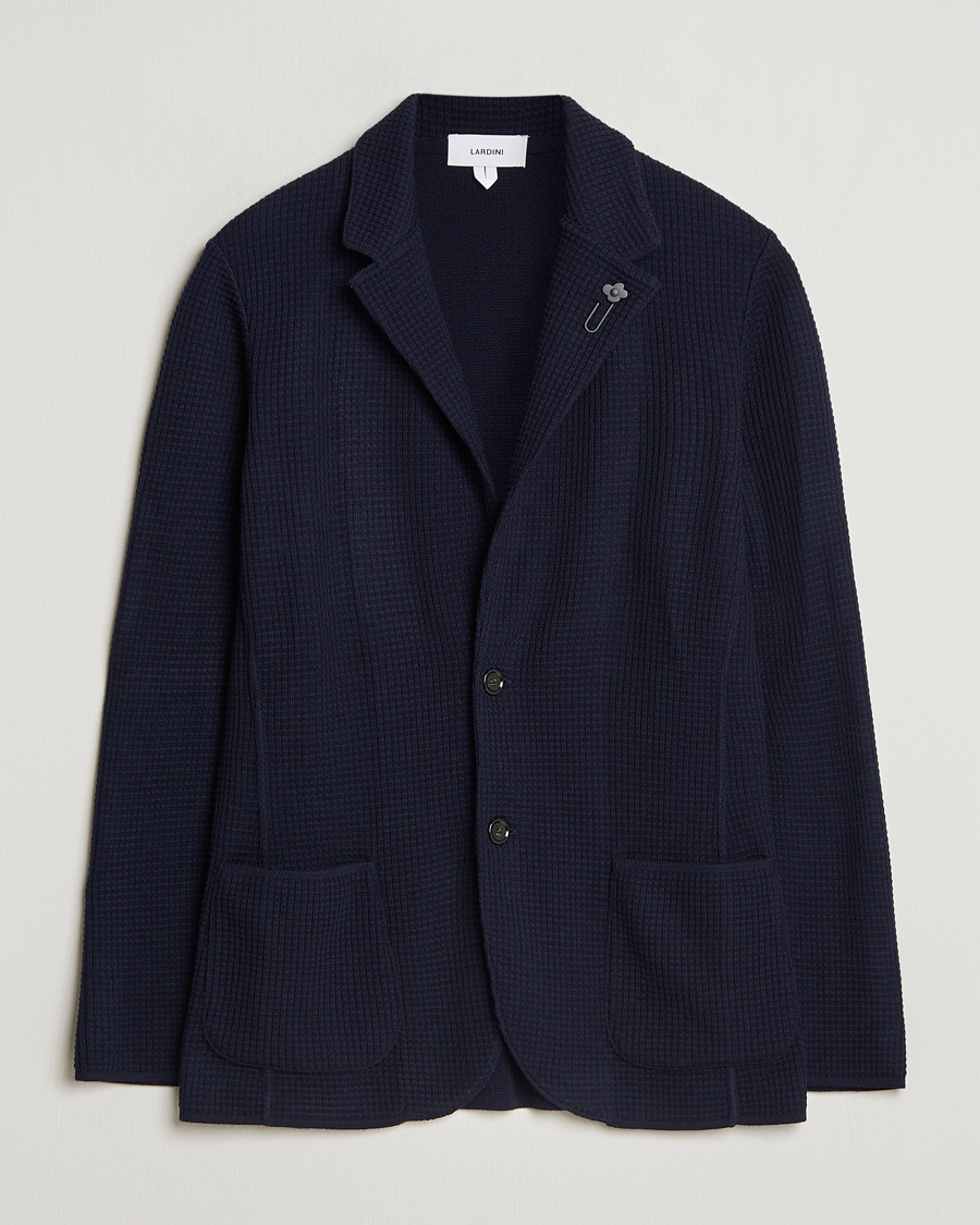 Herr | Kavajer | Lardini | Knitted Structure Wool Blazer Navy