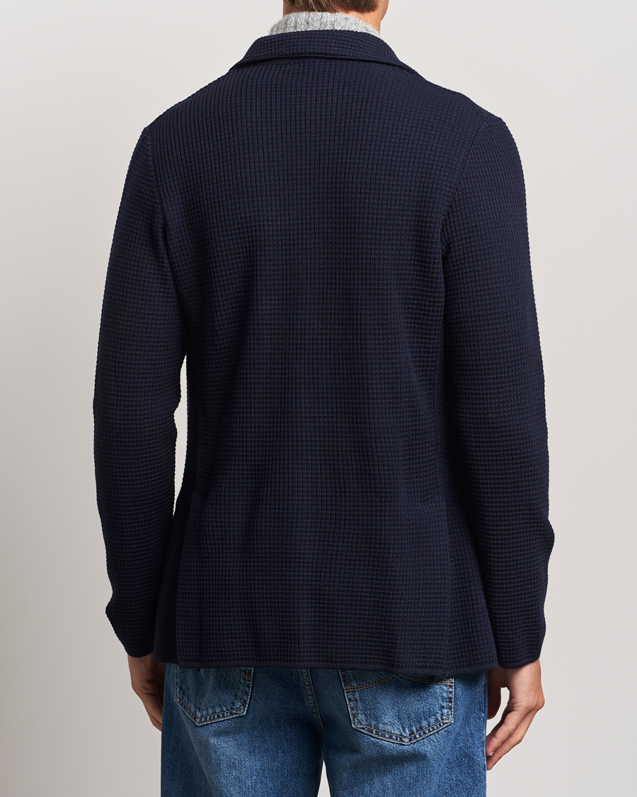 Herr | Kavajer | Lardini | Knitted Structure Wool Blazer Navy