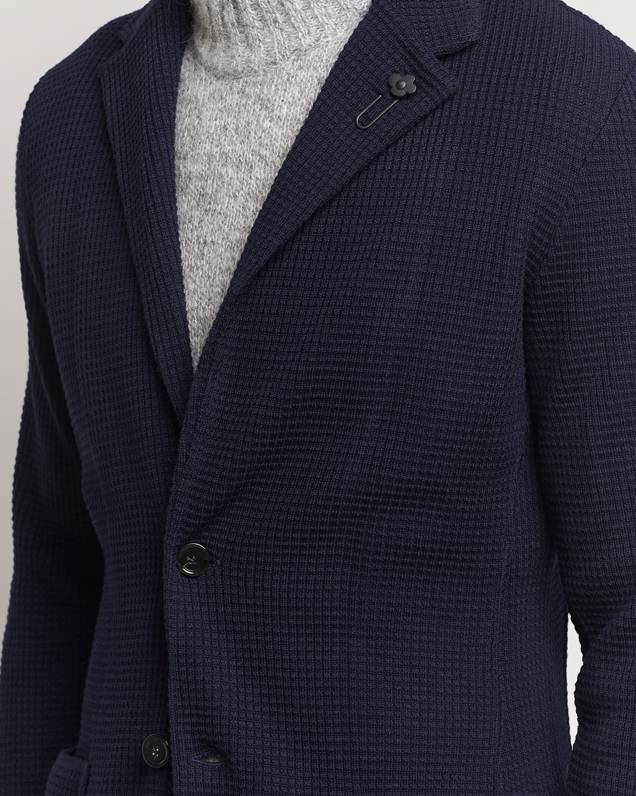 Herr | Kavajer | Lardini | Knitted Structure Wool Blazer Navy