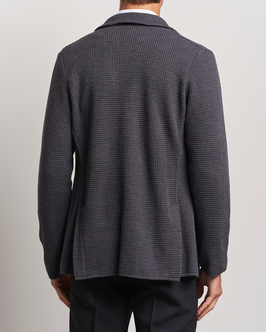 Herr | Kavajer | Lardini | Knitted Structure Wool Blazer Dark Grey